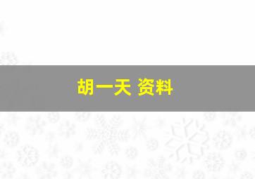 胡一天 资料